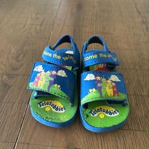 Vintage 90s Teletubbies Sandals Kids Size 5C Blue Velcro Rare